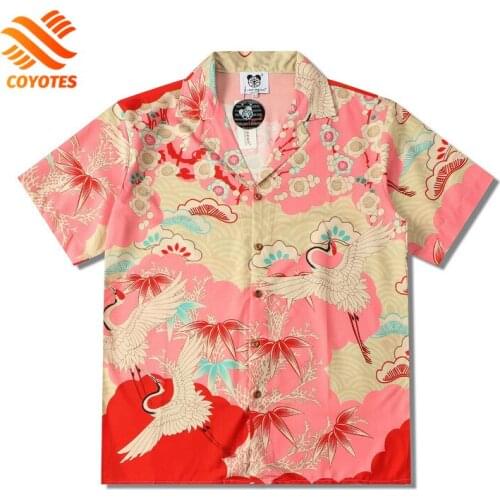 COYOTES Casual Shirts Men Hip-Hop Fun Full Print Feihe Shirt Short-Sleeved Summer Women Hawaii Beach Blouses Streetwear