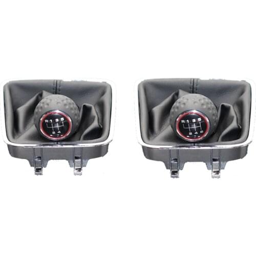 Car 5/6 Speed Car Gear Stick Level Shift Knob With PU Leather Boot For VW Golf Plus 2005 2006 2007 2008 2009 2010 2011 2012 -201