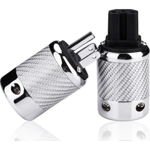 Hi-End pair Carbon Fiber Rhodium Plated US Power Plug IEC Female Connector AC power cord jack adapter socket plug