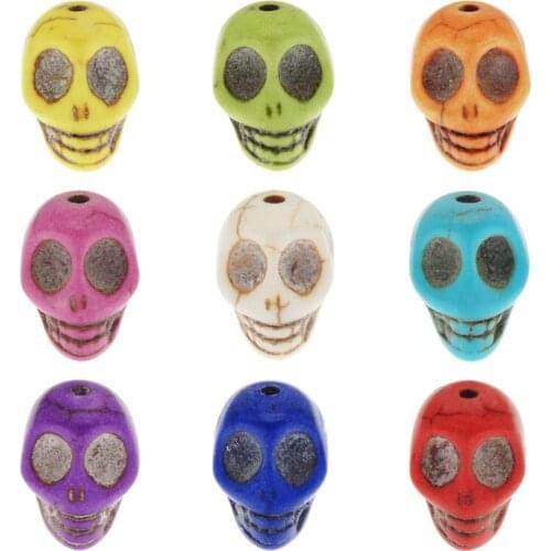 Mixed Artificial Stone skull Stone Beads Natural Ball Stone Spacer Europen Jewely Findings Earring DIY beads For Anklet DIY