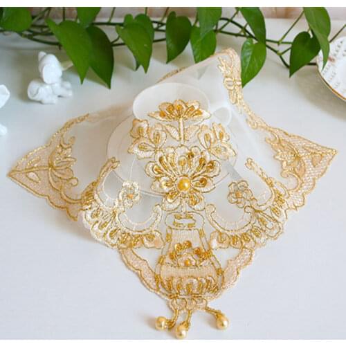 Modern Lace Beaded Embroidery table place mat wedding pad Cloth drink placemat cup mug dinner tea coaster glass doily kitchen