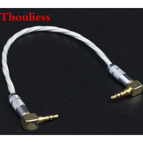 Thouliess HIFI 3.5mm Male to Male Stereo AUX Cable 3.5 Right Angle Jack to Jack Adapter for Headphone Amplifier Audio Cable