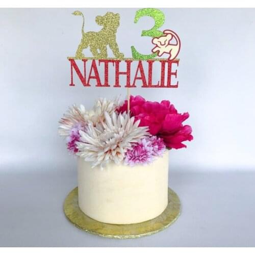 Personalise name age glitter Lion king cake topper | Lion king party | Lion king birthday | Simba cake topper onepiece decor