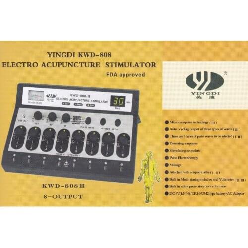 Yingdi Brand Multi-Purpose Health Device KWD-808 III, Worldwide Best Selling New Improved Home Acu Stimulator Massager 8 Outputs
