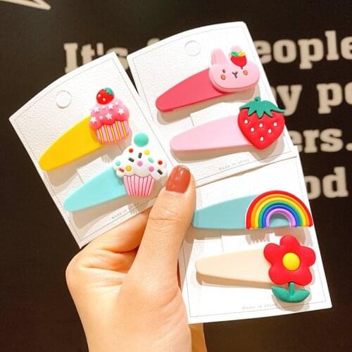 Oaoleer 2/3 Pcs Cute Baby Barrettes Acrylic Cartoon Rainbow Little Pony Hairpins For Baby Girls Kids BB Clips Hair Accessories