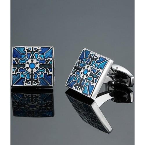 DY The new high-grade luxury brand design square blue floral Cufflinks fashion Mens French shirt Cufflink free shipping