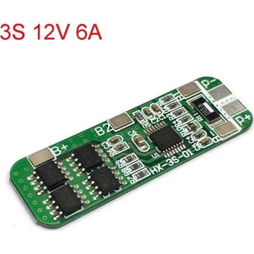 5 PCS 3S 6A 12V Lithium Battery Charger Protection Board Module For 3Pcs 18650 Lipo Li-ion Battery Cell Charging BMS 11.1V 12.6V