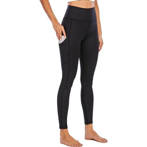 Ladies Leggings Animal Pattern High Waisted Tummy Control Yoga Pants With Pockets For Women