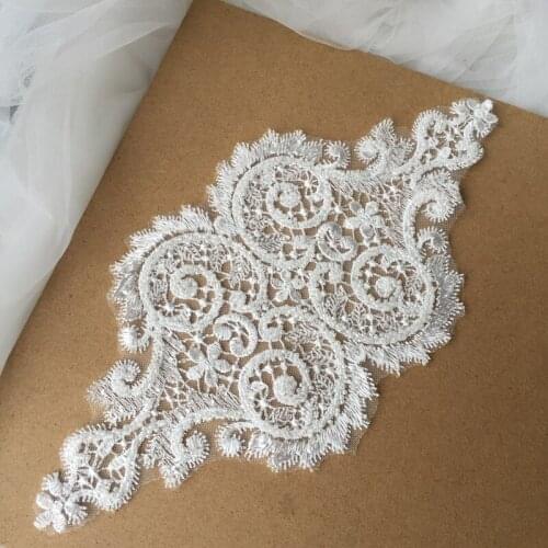 2piece /pack Beaded series lace flower Unique European small pattern embroidery DIY wedding headwear accessories off white SS56