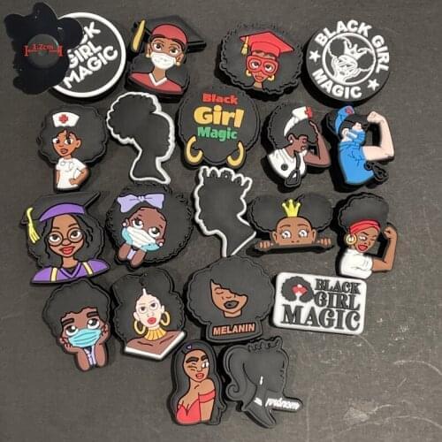 20PCS PVC Black Girl Magic Fridge Magnetic Sticker Black Lives Matter Job Refrigerator Magnets Children Gifts Stationery Toy