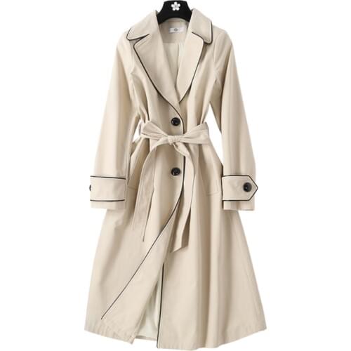 2020 Spring Autumn New Long Trench coat for women Fashion High quality Ladies Coat Casual Single-breasted Windbreaker Women coat