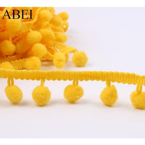 25mm 5Yards Yellow Pompom Fringe Lace Ribbon Handmade Wedding Party Craft Lace Fabric Diy Garment Accessories Pom pom Ribbon