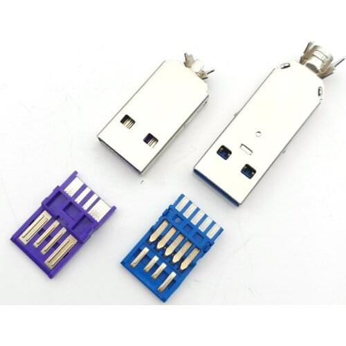 10set Welded Wire Connector With case USB 2.0 jack Type-A USB 3.0 Male Plug 2A/5A large current Connection adapter accessories