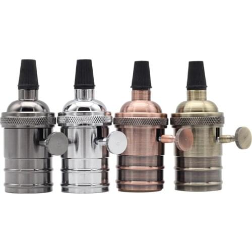 Aluminum lamp holder with switch retro personality lamp holder accessories light bulb metal chandelier accessories screw E27