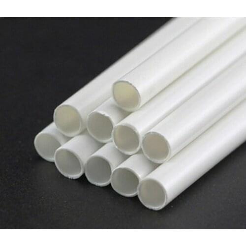 White ABS Round Plastic Pipe Tube Hollow Pipe OD 2/2.5/3/4/6/8mm x Length 250mm