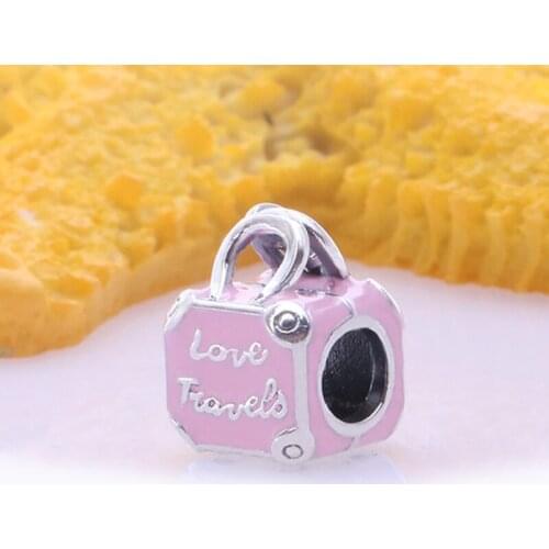 Free Shipping Authentic 925 Sterling Silver Suitcase Charms Fit Original European Bracelet For Women DIY Jewelry S925 Beads