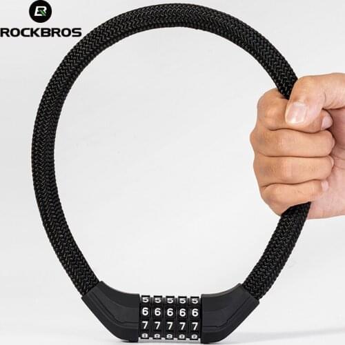 ROCKBROS Bicycle Lock Zinc Alloy Thicken Password Cylinder Elasticity ABS Lock Anti-theft Bike Password Lock Bike Locks