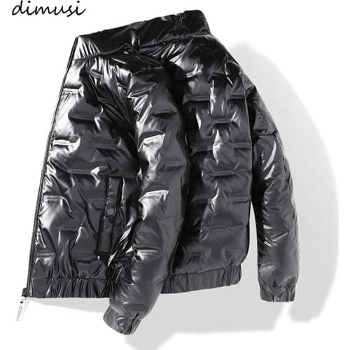 DIMUSI Winter Mens Bomber Jacket Fashion Male Glossy Warm Padded Coats Casual Outoutwear Thermal Slim Fit Jackets Mens Clothing