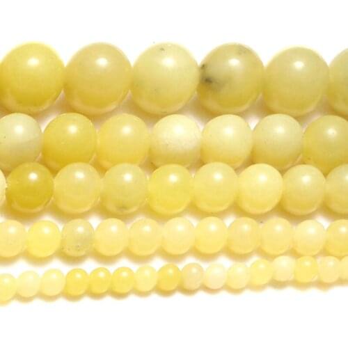 4/6/8/10/12mm Round Yellow Stone Beads Lemon Jades Beads Loose Beads For Jewelry Making Charm Bracelet Necklace Handmade DIY