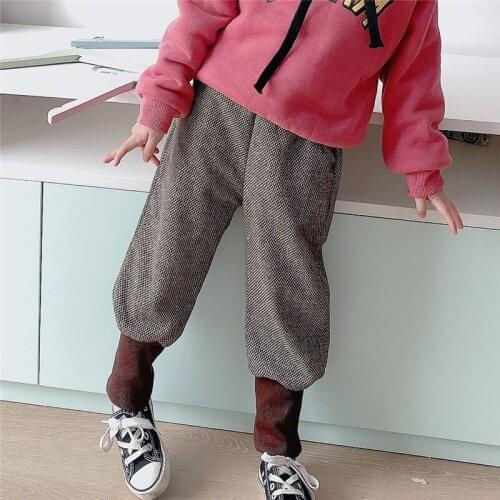 Childrens Clothing 2019 Winter Girls Plus Velvet Thickening Boots Pants Small Childrens Casual Pants Long Pants Boys Trousers