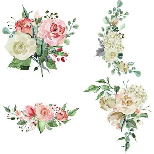 Three Ratels QC369 hand Painted colorful flowers Wall Sticker home decoration accessories for kitchen