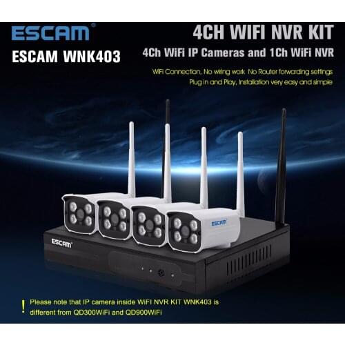 ESCAM 4CH Wireless WIFI IP Bullet Camera NVR Kit