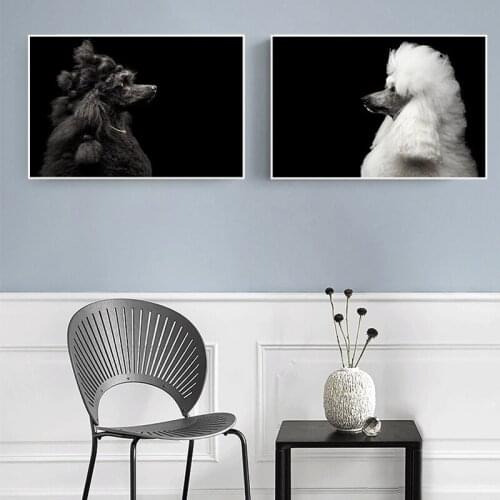 Canvas Painting Noble Poodle Black And White Wall Art Posters and Prints Pictures for Living Room Bedroom Decoration Home Decor