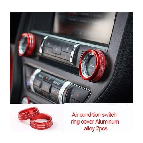 Ring Cover Air Condition Switch For Ford Mustang Aluminum Alloy 2015 Red 2pcs -2020