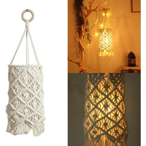 Macrame Lamp Shade Boho Hanging Pendant Light Cover Modern Office Bedroom Living Room Nursery Bohemian Home Decoration