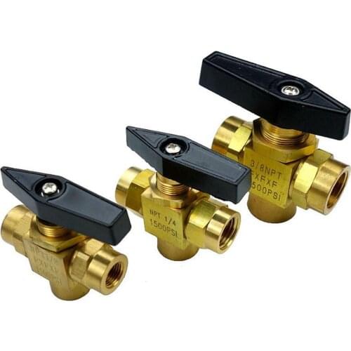 1/8" 1/4" 3/8" NPT Female L-Port Brass Ball Valve 1500 PSI Plumbing Propane Gauge Water Gas Oil Fuel