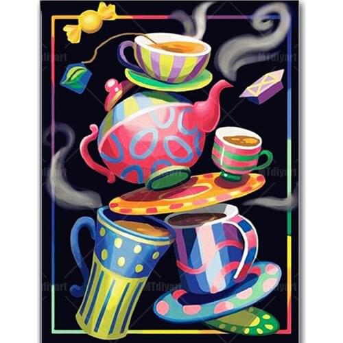 “Coffee Cup” Diamond Painting Cartoon 5d Kit New Diy Art Landscape Embroidery Set Cross Stitch Rhinestone Mosaic Home Decoration