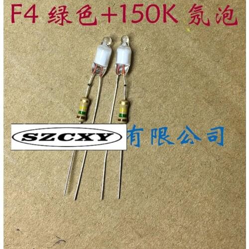 NEW F4 neon lamp neon bulb indicator with resistance 220V 4*10MM green
