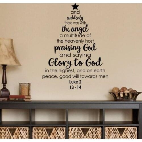 Christmas Tree Wall Decal Bible Verse Saying Wall Sticker Home Decor Holiday Design Wall Mural New Year Vinyl Wallpaper AY1710