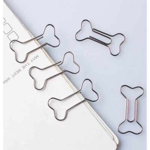 Silver bone clip style paper clip shaped paper clips dog love