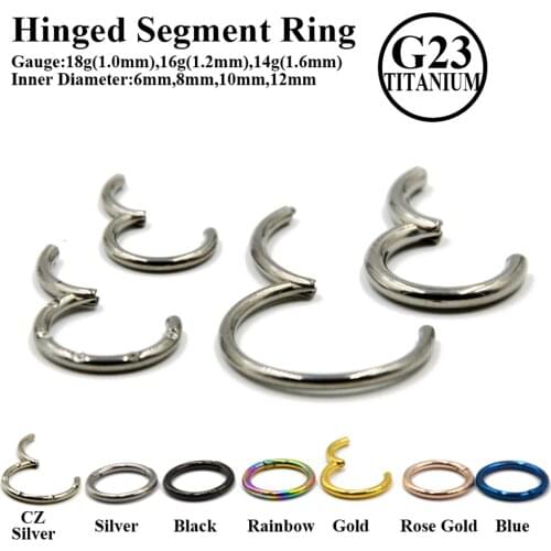 Showlove-10PC Titanium CZ Gem Segment Sleeper Labret Ring Lip Nose Ring Cartilage Earring Nose Hoop Piercing Jewelry