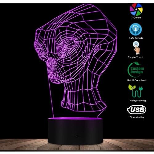 Modern Alien 3D Optical Illusion Lights Alien LED Night Lamp Kid Room Lighting Decor Sauce Man 3D Hologram Visual Sleepy Lights