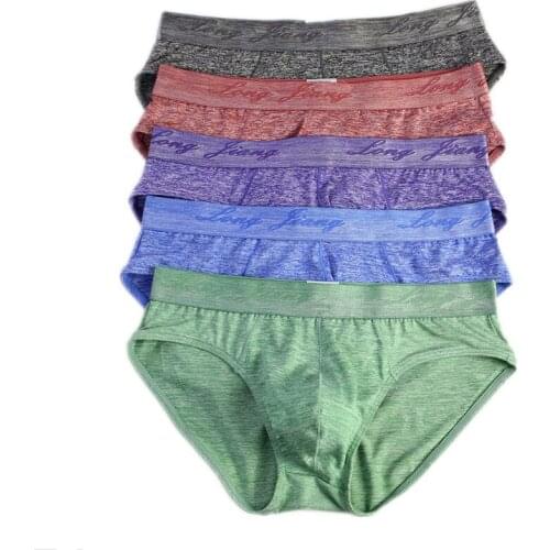 5Pcs/Pack Mens Underwear Briefs Wholesale Multi-color Mens Bulge Pouch Panties Sexy Mid-waist Underpants Breathable Male Briefs