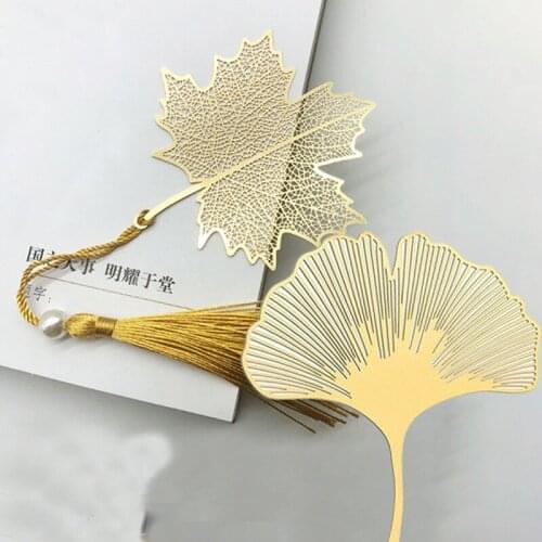 Vein Tasseled Leaf Bookmarks Literature Art Students Supplies Brass Leaf Bookmarks Gifts