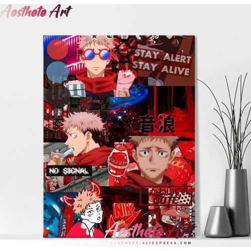 Yuji Itadori Jujutsu Kaisen Anime Canvas Painting Wall Art Posters Prints Pictures Living Room Decoration Home Decor