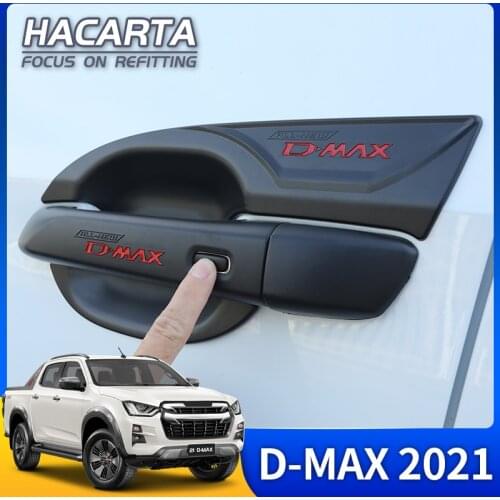 For 2021 ISUZU D-MAX Wrist Of Door Protective Cover DMAX Handle Trim Handle Stickers ABS black Color Red Letters Accessories