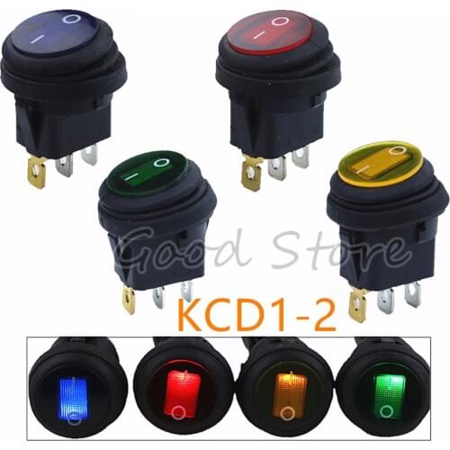 1pcs On/Off 12V DC 25A 220V AC 6A Rocker Switch IP65 Waterproof 3Pin SPST LED illuminated Hot Sale Low Price Light Switch FY