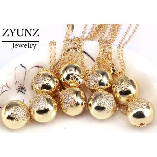 10PCS, CZ Micro Pave Moon Star Heart Hamsa Hand Jesus Engraved Ball Pendants Necklaces for Women Jewelry