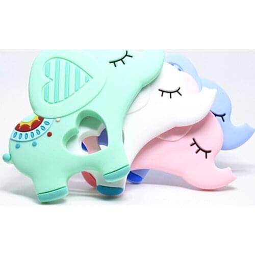 10 PCS Baby Teether Silicone Cartoon Elephant Teether Food Grade NEW Cute Animal Elephant Baby Teether Molar Teeth Pacifier Toys