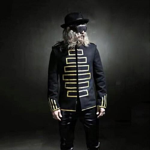 100%real Mens fashion black stand collar european tuxedo jacket/ASIA SIZE