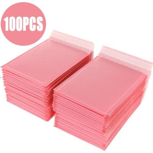 100PCS Bubble Mailer Envelopes Padded Mailing Packaging Poly Mailer For Gift Self Seal Shipping Bag Padding Pink