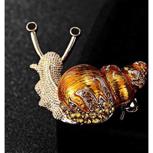 12pcs/lot Wholesale Enamel Snails Brooches For Women Crystal Insect Brooch Pin Women Vintage Broaches Hijab Pins Men Jewelry