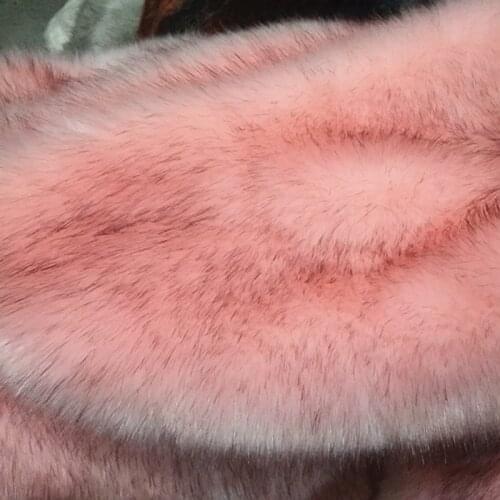 180CM*10CM Long Pile 5cm Small Piece Imitation Pink Dyed Tip Fox Fur Plush Faux Fur Fabric DIY Shoes Coat Collar Vest Pillow Toy