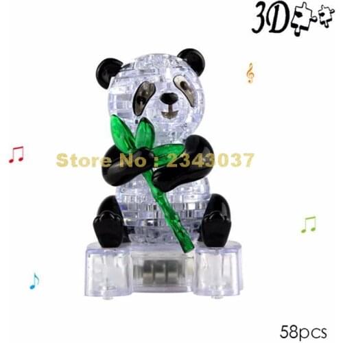 3d Crystal Panda Puzzle With Flash Light Diy Model Building Toy For Children Home Decoration Toy
