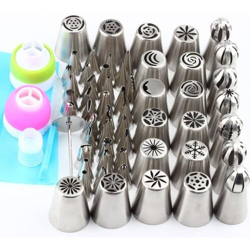 60Pcs Russian Tips Pastry Icing Piping Stainless Steel Nozzles Set Cupcake Cake Decorating Dessert Baking Tool
