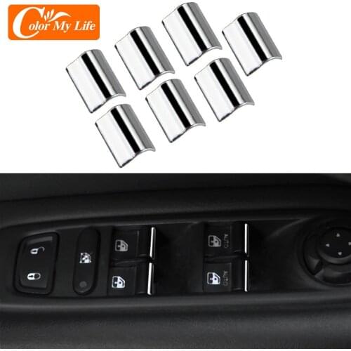 7Pcs/Set ABS Chrome Windows Lifter Button Knob Sequins Trim for Jeep Renegade 2015 - 2020 Interior Accessories